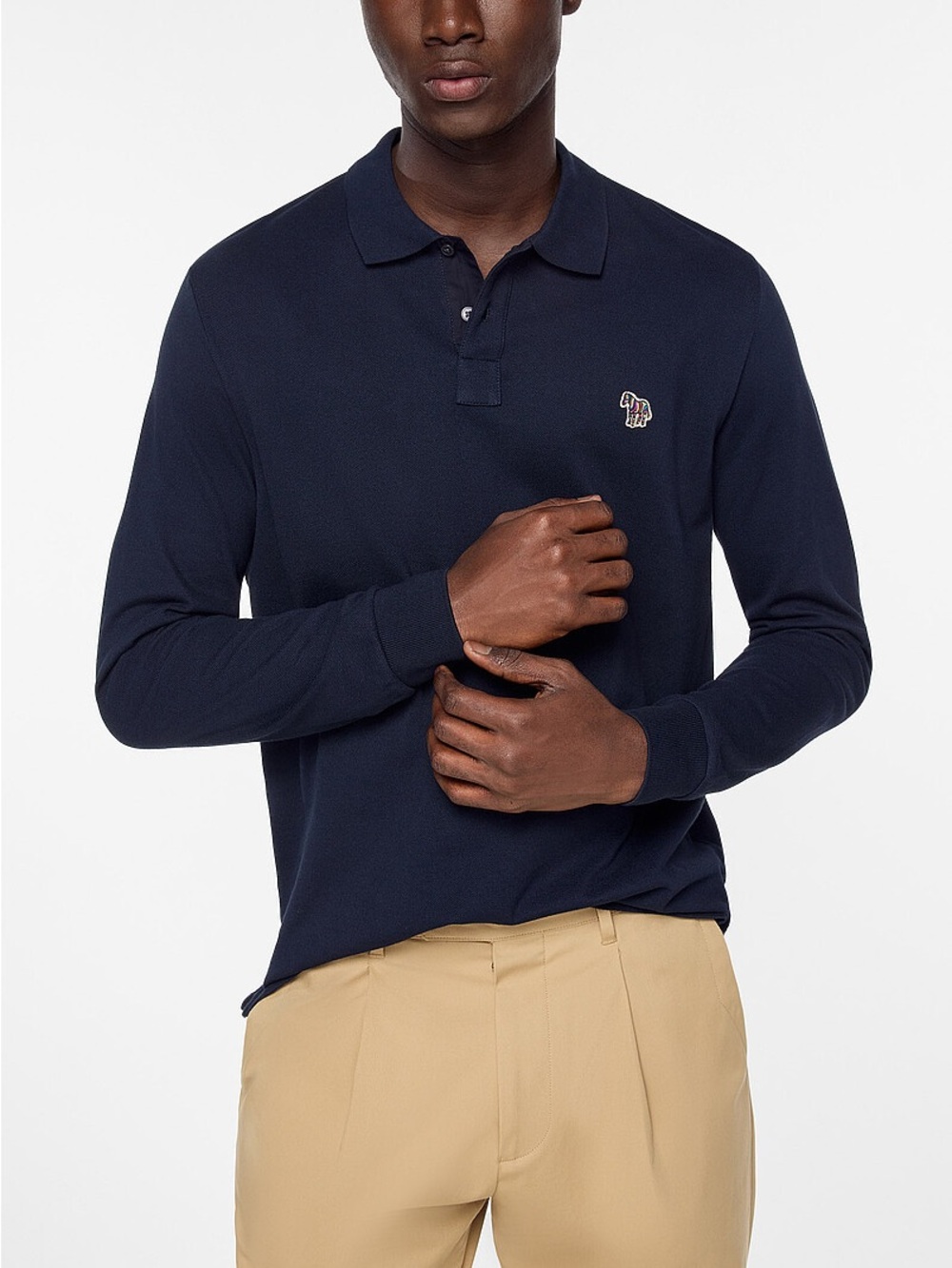 Paul Smith Colourful zebra long-sleeve piqué polo shirt - L